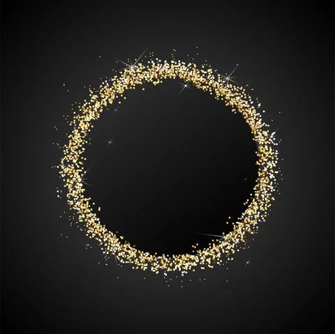 Vector. Gold confetti frame  circle with place to place your text Stock Illustration