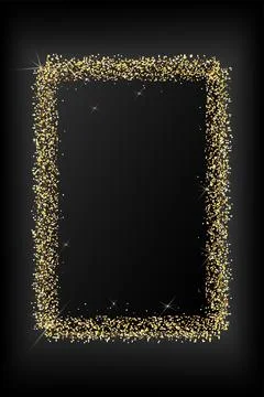 Vector. Gold confetti frame in rectangle shape with place to place your text. 스톡 일러스트