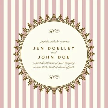 Vector gold crown frame on striped background Stock Illustration