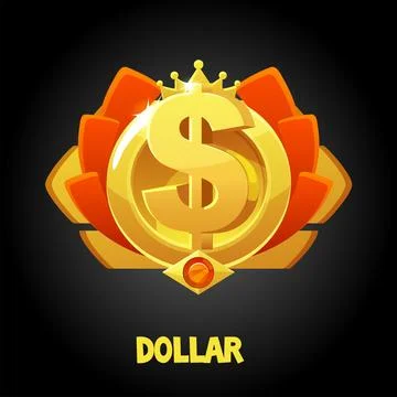Vector gold dollar award with crown for game. Stock Illustration