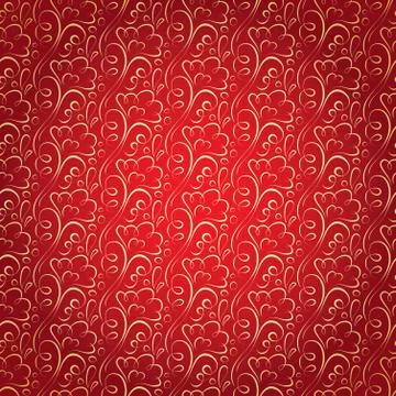 Vector gold floral pattern on claret celebratory background. Stock Illustration