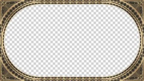 Vector gold frame border is showing circles, art deco motifs on transparent Stock Illustration
