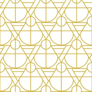 Vector gold geometric seamless pattern, Mid century elegant minimal ornament Stock Illustration