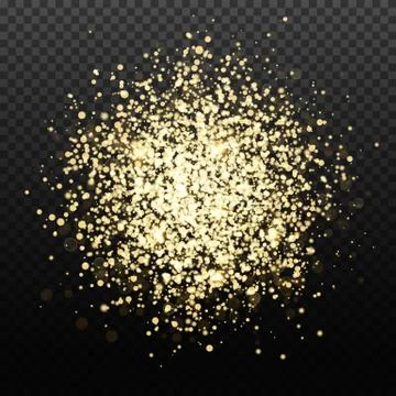 Vector gold glitter backdrop. Transparent falling golden particles. Magic and 库存插图