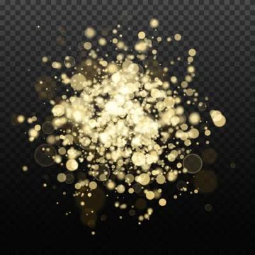 Vector gold glitter backdrop. Transparent falling golden particles. Magic and Stock Illustration