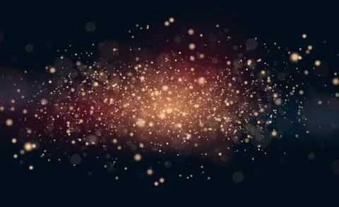Vector gold glitter backdrop. Transparent falling golden particles. Magic and 库存插图