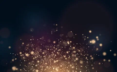 Vector gold glitter backdrop. Transparent falling golden particles. Magic and Stock Illustration