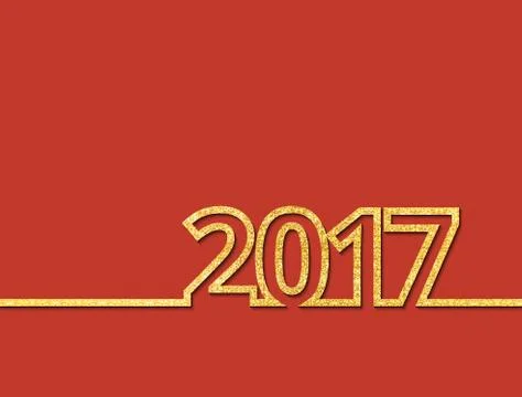 Vector gold glitter new year inscription 2017 sign 库存插图