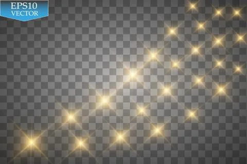 Vector gold glitter wave illustration. Gold star dust trail sparkling particles Stock Illustration