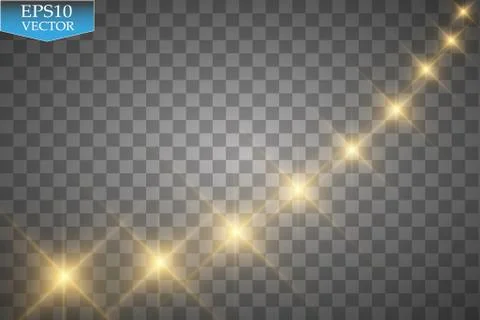 Vector gold glitter wave illustration. Gold star dust trail sparkling particles Stock Illustration