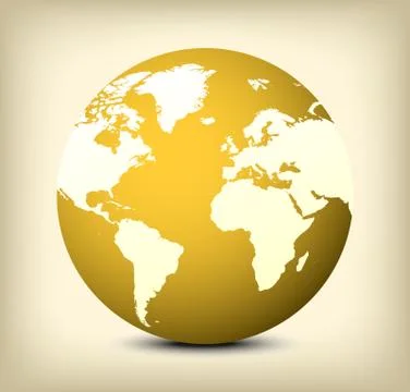 Vector gold globe icon on yellow background Stock-Illustration