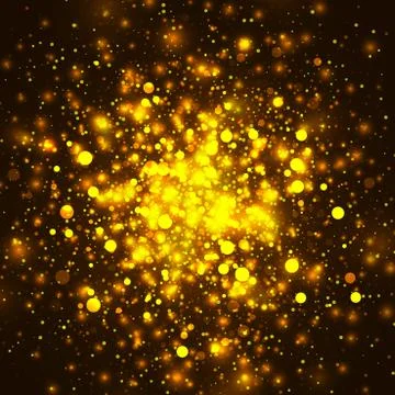Vector gold glowing light glitter background. Christmas magic lights backgrou Stock Illustration