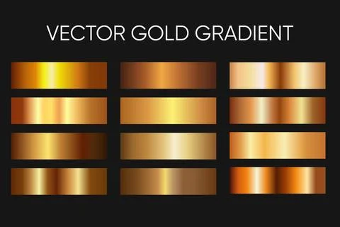 Vector gold gradient set with rich metallic shine 스톡 일러스트