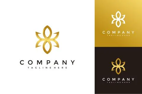 Vector gold mandala flower logo collection Stock Illustration