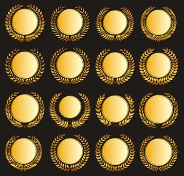 Vector gold medal and laurels Stock Illustration