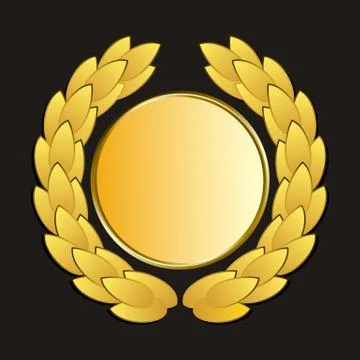 Vector gold medal and laurels Stock Illustration