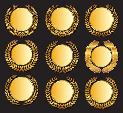 Vector gold medal and laurels Stock Illustration