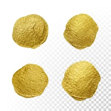Vector gold paint circle smear stain texture set. Stock Illustration