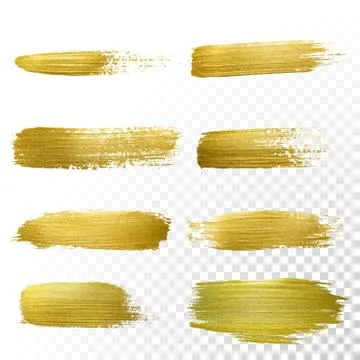 Vector gold paint smear stroke stain set. Stock Illustration