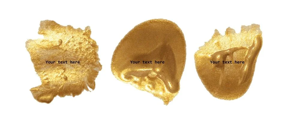 Vector gold paint smear stroke stain set. Stock Illustration