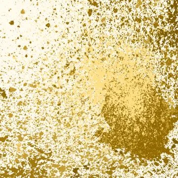 Vector gold paint splash, splatter, and blob on white background. Spray stain Stock Illustration
