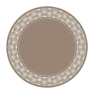 Vector gold round classical Greek floral ornament. European ornament. Border Illustrazione stock