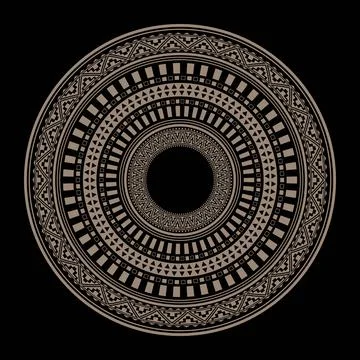 Vector gold round frame seamless Indian patterns. National seamless ornaments Illustrazione stock