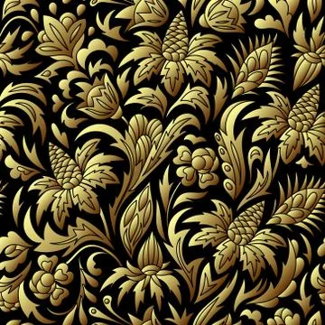 Vector gold seamless pattern, floral texture Illustrazione stock