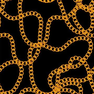 Vector gold seamless pattern. Yellow chain background Stock Illustration