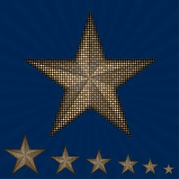 Vector gold sequin star on a blue background. Stock Illustration