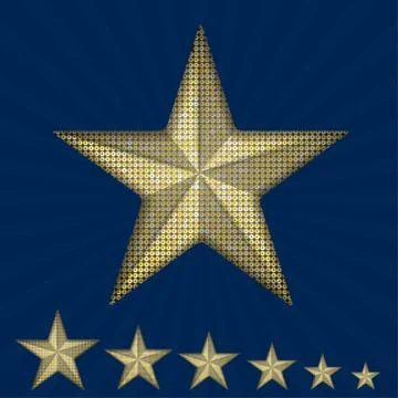 Vector gold sequin star on a blue background. Stock Illustration