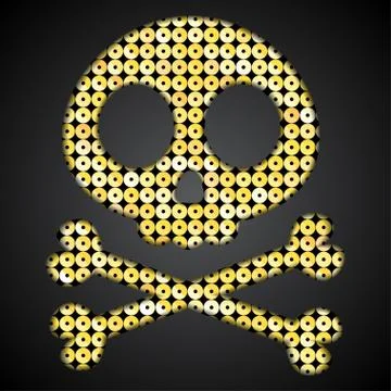 Vector gold skull. Pirate flag. Sequins object. Stock Illustration