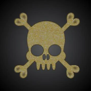 Vector gold skull. Pirate flag. Sequins object. Stock Illustration