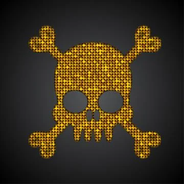 Vector gold skull. Pirate flag. Sequins object. Stock Illustration