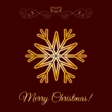Vector Gold Snowflake Icon Over Brown Background Stock Illustration