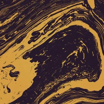 Vector gold suminagashi abstract background. Illustrazione stock