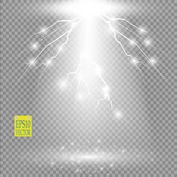 Vector gold transparent energy spotlight scene with lightning background Stock Illustration