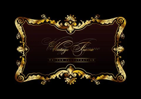 Vector gold vintage frame baroque decor ornament Stock Illustration