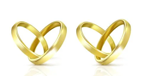 Vector gold wedding rings isolated on white Stock Illustration