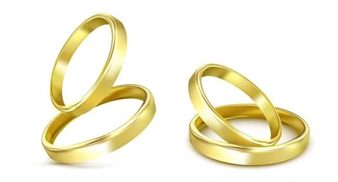 Vector gold wedding rings isolated on white Stock Illustration
