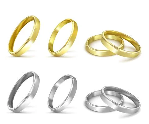 Vector gold wedding rings isolated on white Stock Illustration