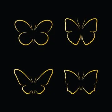 Vector of golden butterfly on black background. Insects, Animals Stock Illustration