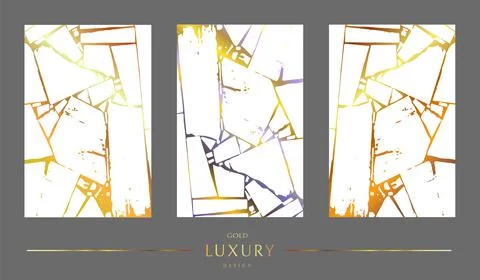 Vector golden card of cracked kintsugi on a white background. Gold texture. B Stock Illustration