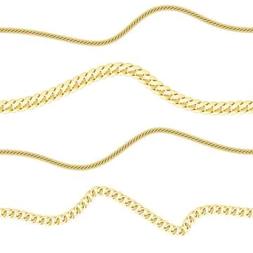 Vector Golden Chains Horizon Seamless Pattern on White. Stock Illustration
