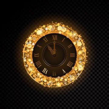 Vector golden clock isolated on transparent background Stock Illustration