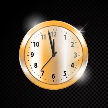 Vector golden clock isolated on transparent background Stock Illustration