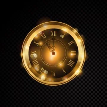 Vector golden clock isolated on transparent background Stock Illustration