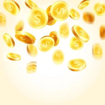 Vector golden coins splash falling icons Ilustración de archivo