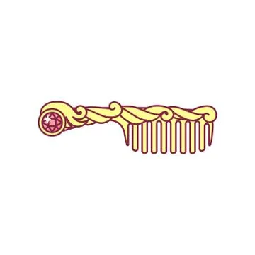 Vector golden comb with handle Illustrazione stock