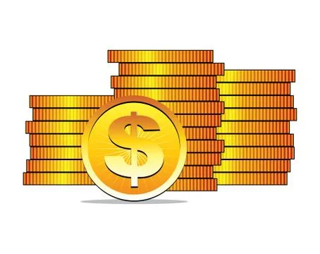 Vector golden dollar coins, earn money advertisement concept Stock Illustration